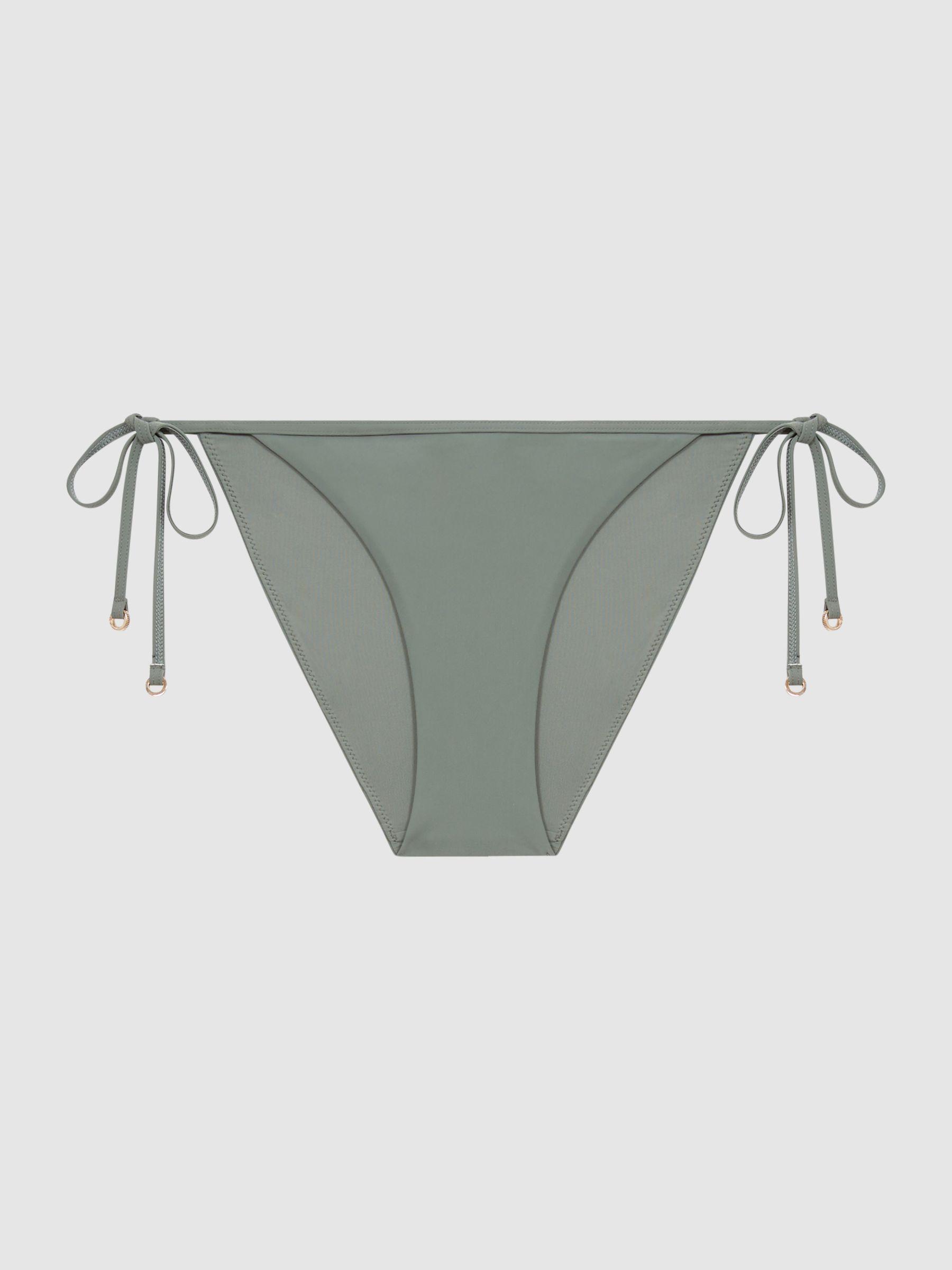 Side Tie Bikini Bottoms in Khaki Product Image