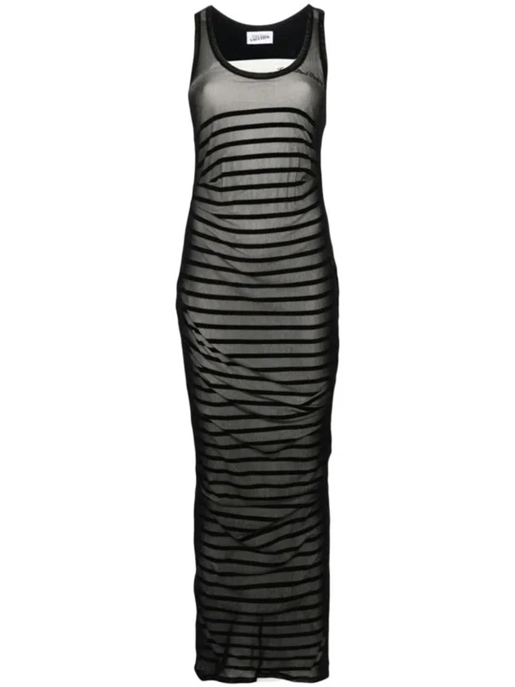 Black & Navy 'The Bi-Material Marinière' Maxi Dress Product Image