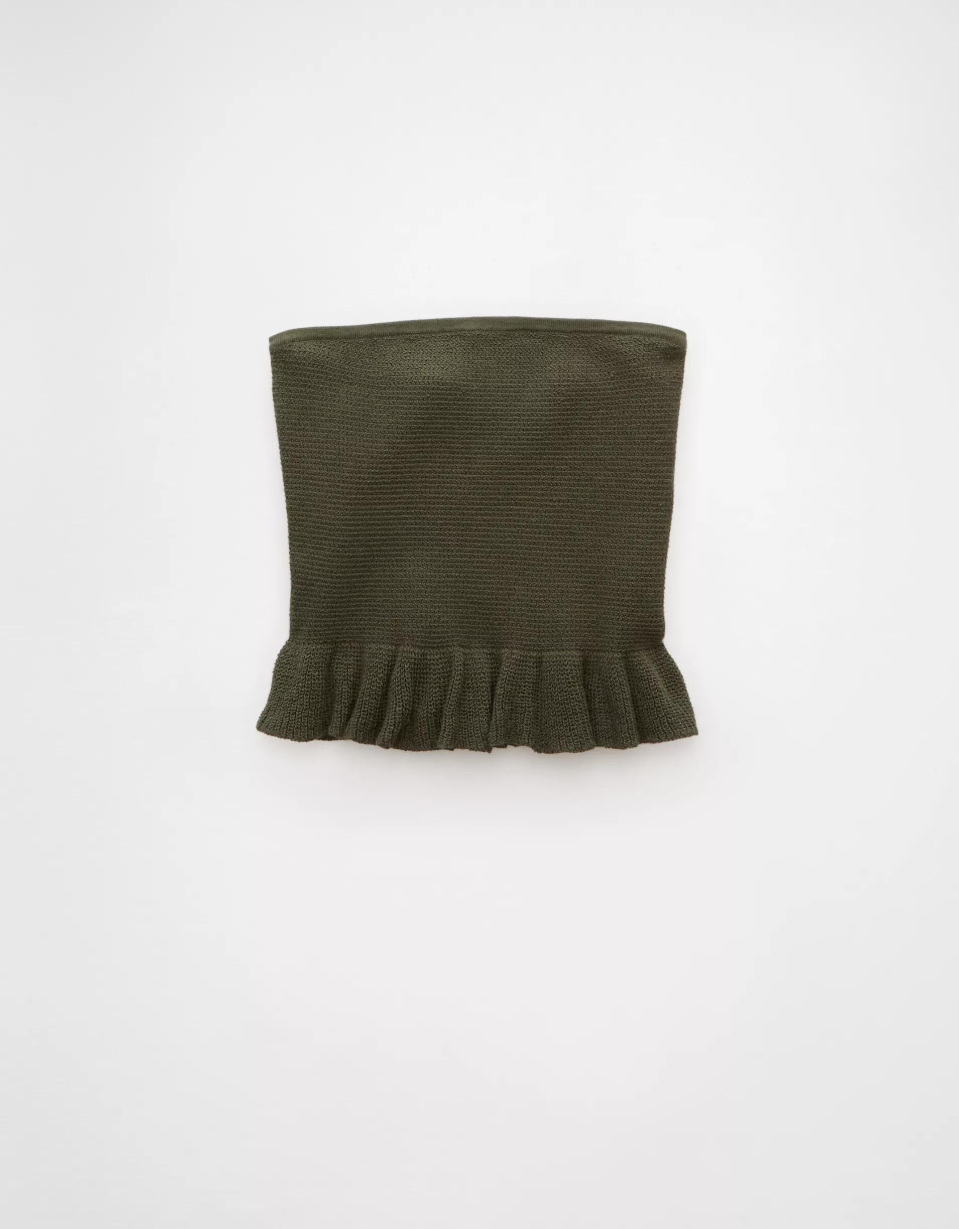 AE Cropped Peplum Sweater Tube Top Product Image