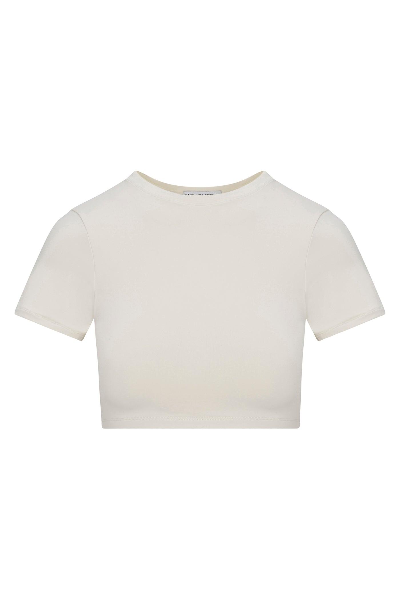 Second Skin Double Lined Super Cropped Tee - Bone Female Product Image