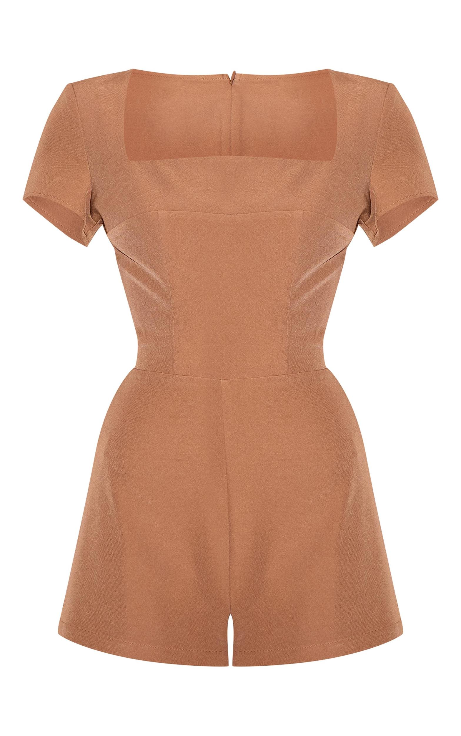 Clay Tailored Woven Square Neck Romper Product Image