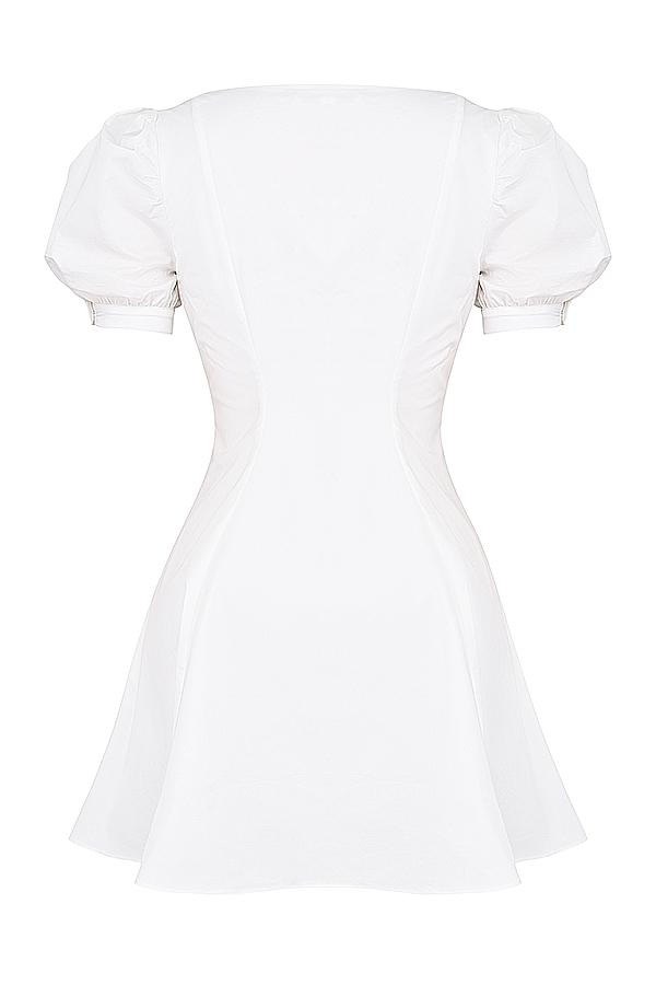 Hameda  white puff sleeve mini dress Product Image