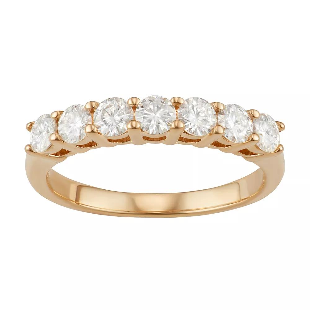 14k Gold 3/4 Carat T.W. Lab-Created Moissanite 7-Stone Wedding Band, Women's, Size: 5, Yellow Product Image