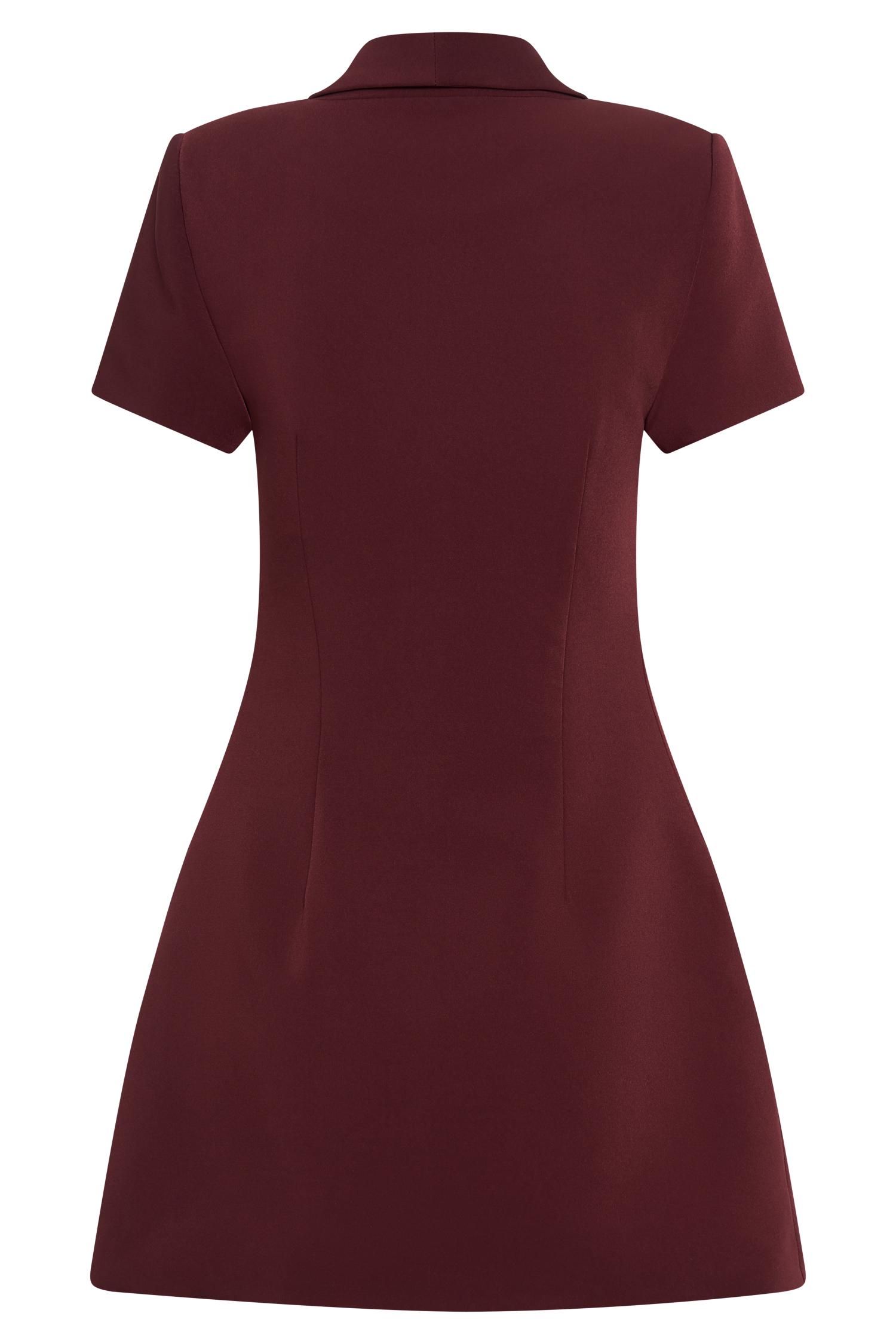 Paolina Collared Suiting Mini Dress - Plum Product Image