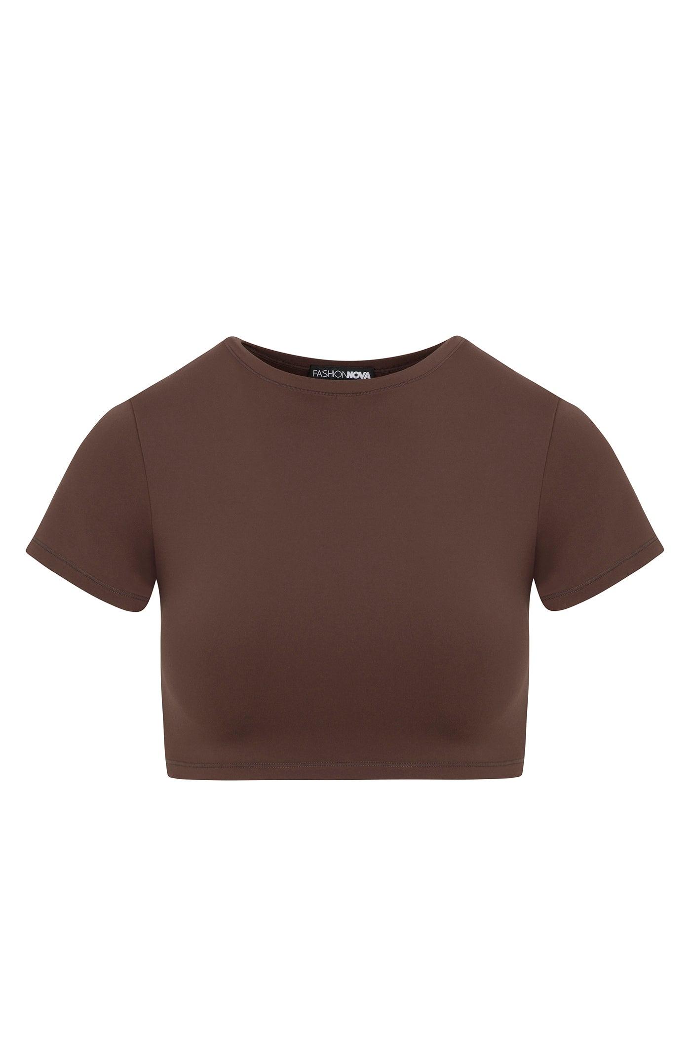 Second Skin Double Lined Super Cropped Tee - Chocolate Female Product Image