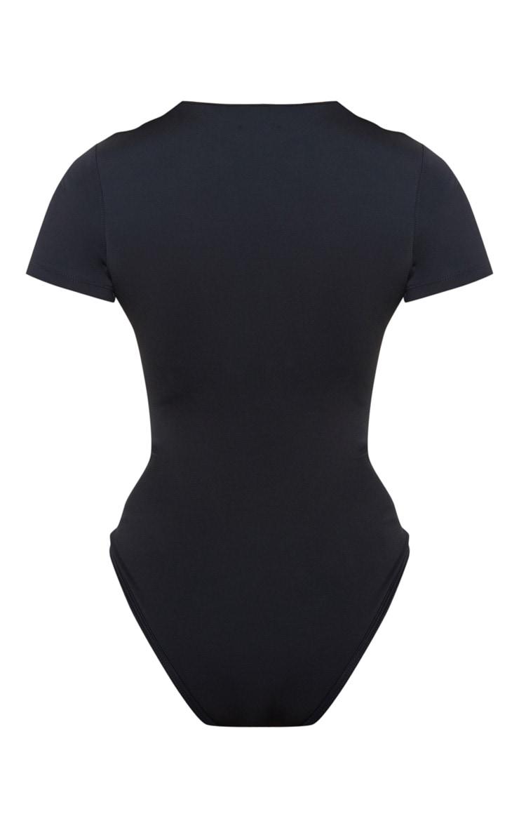 Black Scuba Zip Up Swimsuit Product Image