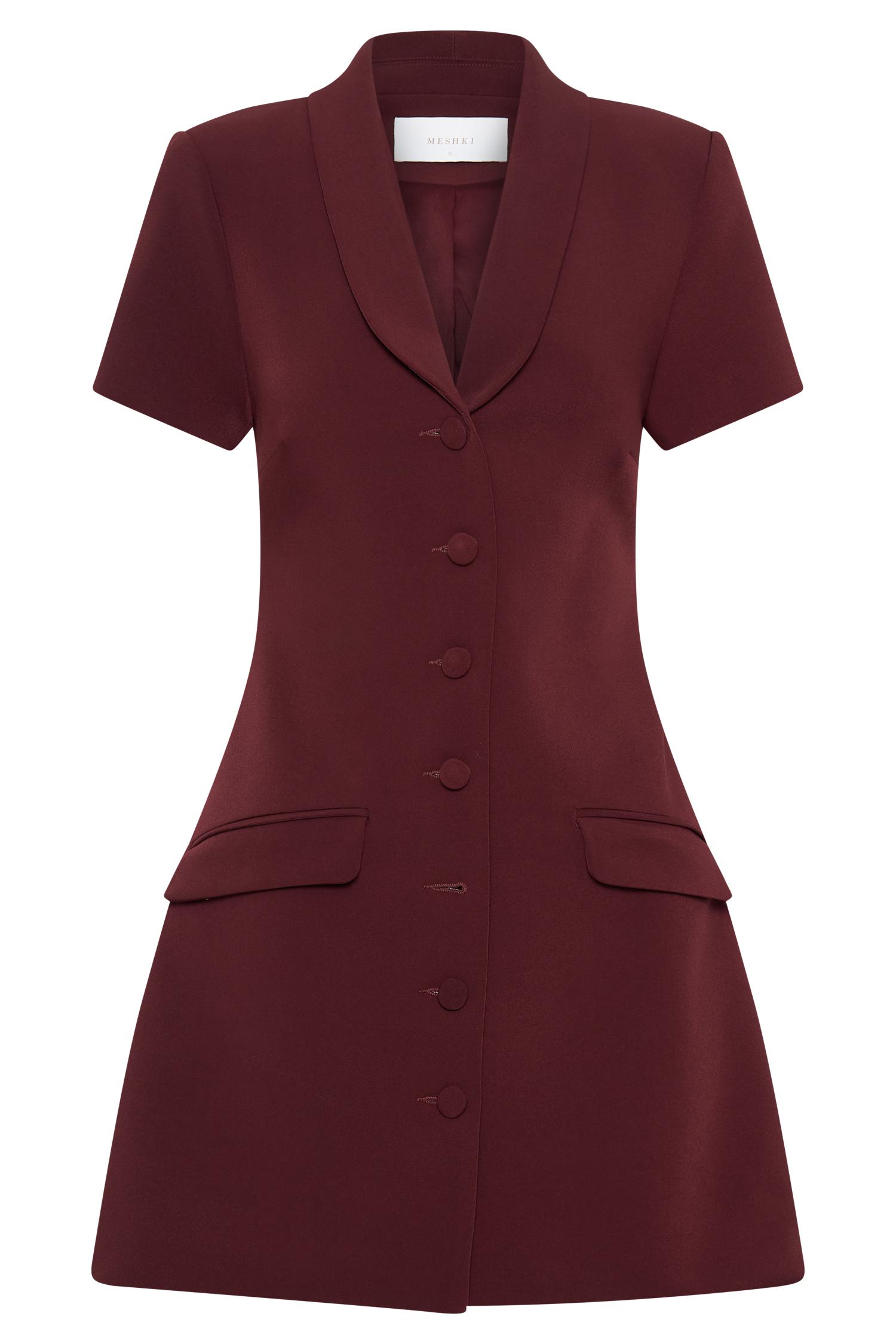 Paolina Collared Suiting Mini Dress - Plum Product Image