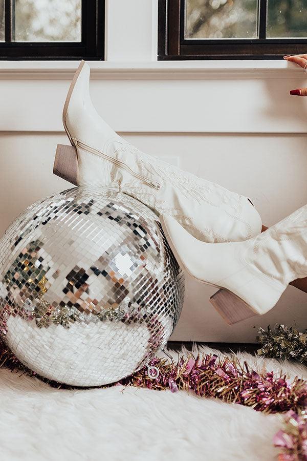 The Harris Faux Leather Cowboy Boot in White Product Image