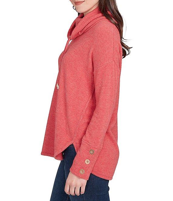 Ruby Rd. Petite Size Knit Cowl Neck Long Sleeve Cozy Top Product Image