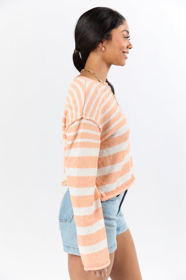 All Decked Out Orange Lightweight Striped Sweater SALE Product Image