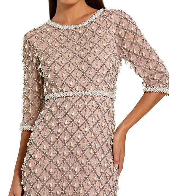 Mac Duggal Pearl Embellished Mesh Gown Product Image