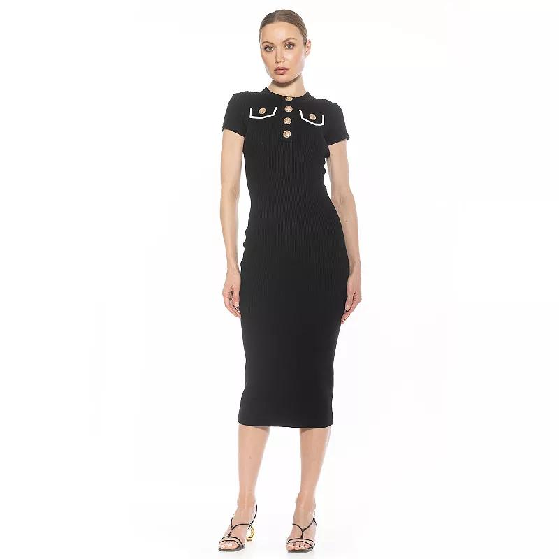 Women's ALEXIA ADMOR Rhys Ribbed Knit Short Sleeve Midi Dress,  Product Image