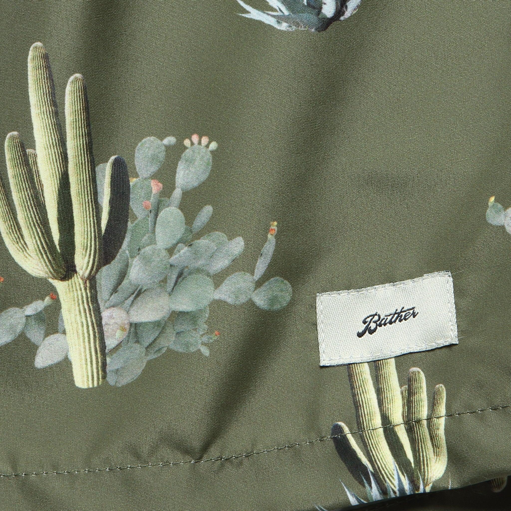 5.5" Cactus Print Swim Trunks - Dark Green Product Image