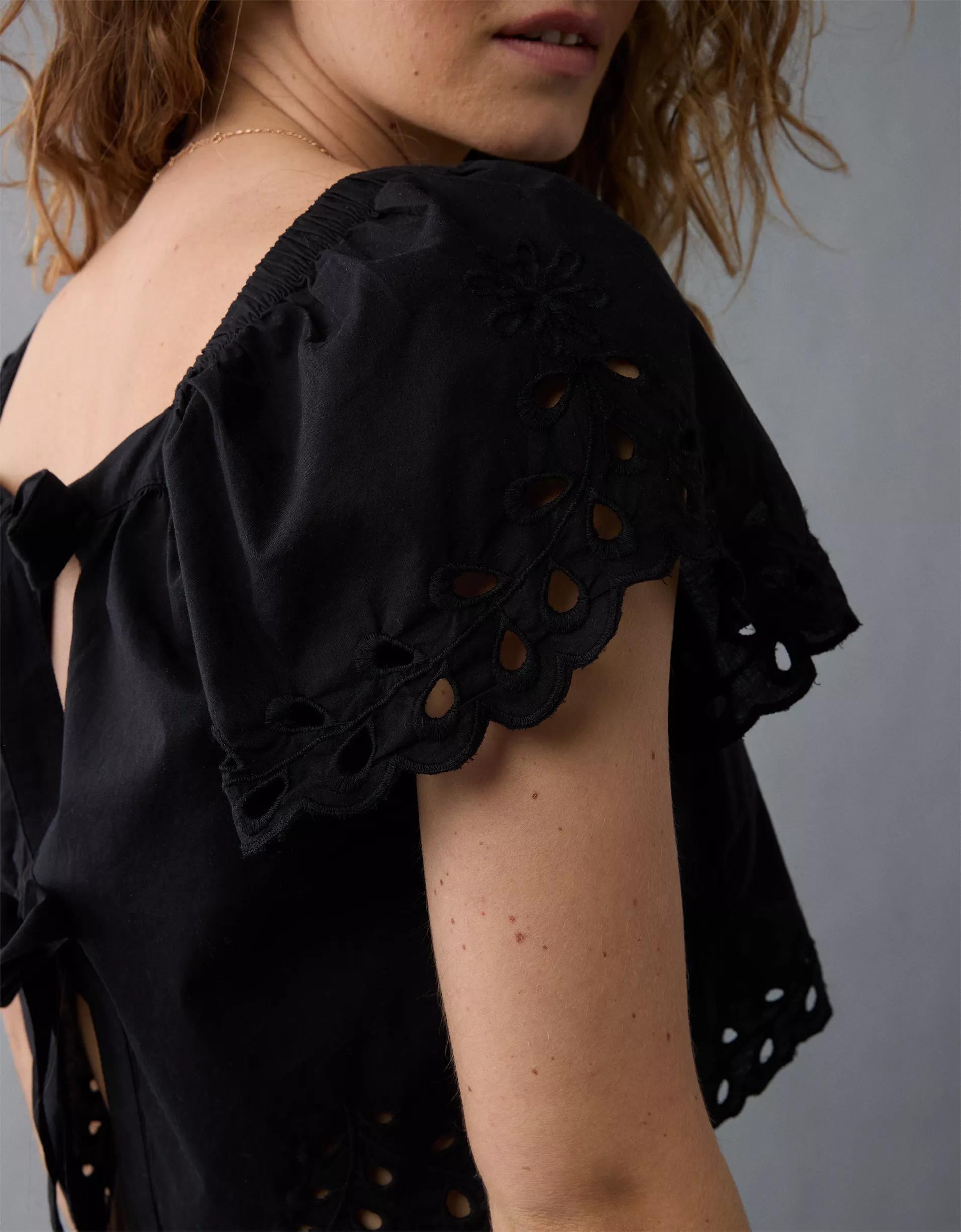 AE Tie Back Eyelet Crop Top Product Image