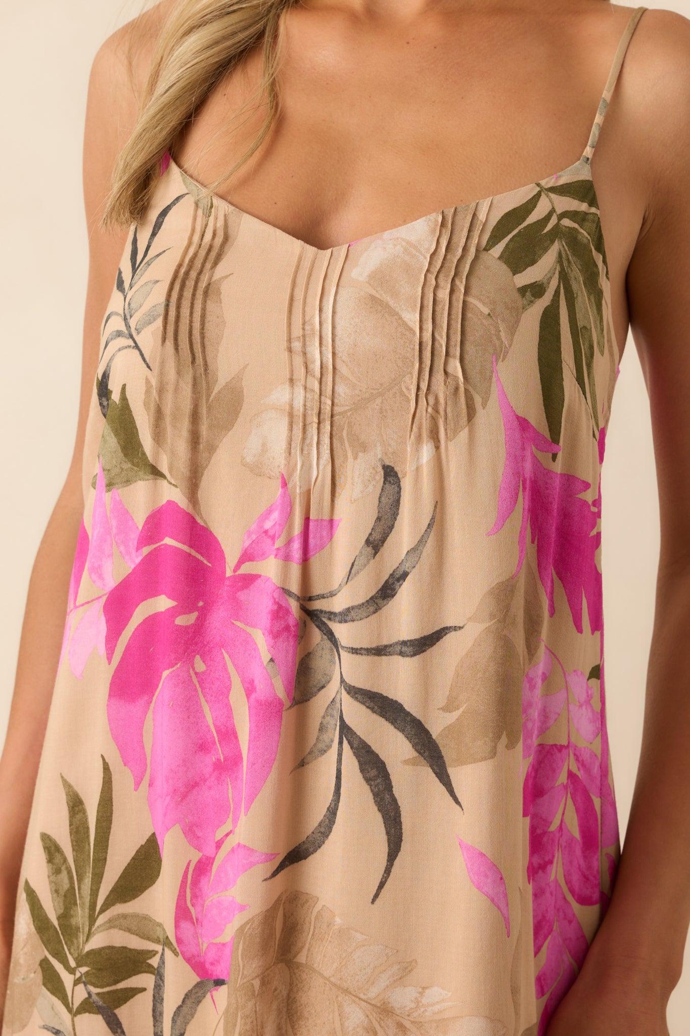 Z Supply Tan Multi Print Benson Tropical Maxi Dress Product Image
