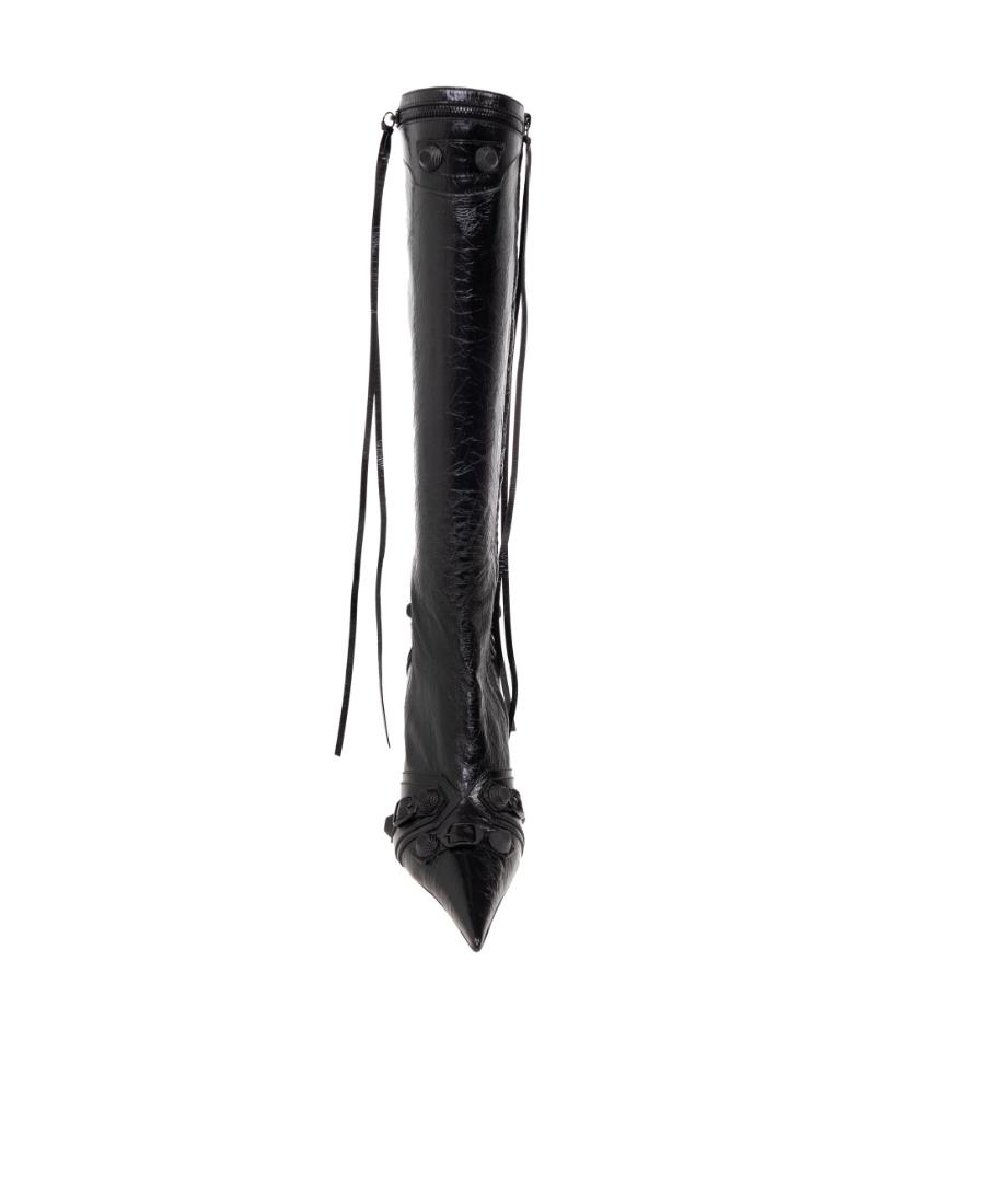 BALENCIAGA Brushed Leather Cagole Boots With Studs And Zips 10cm In Black Product Image