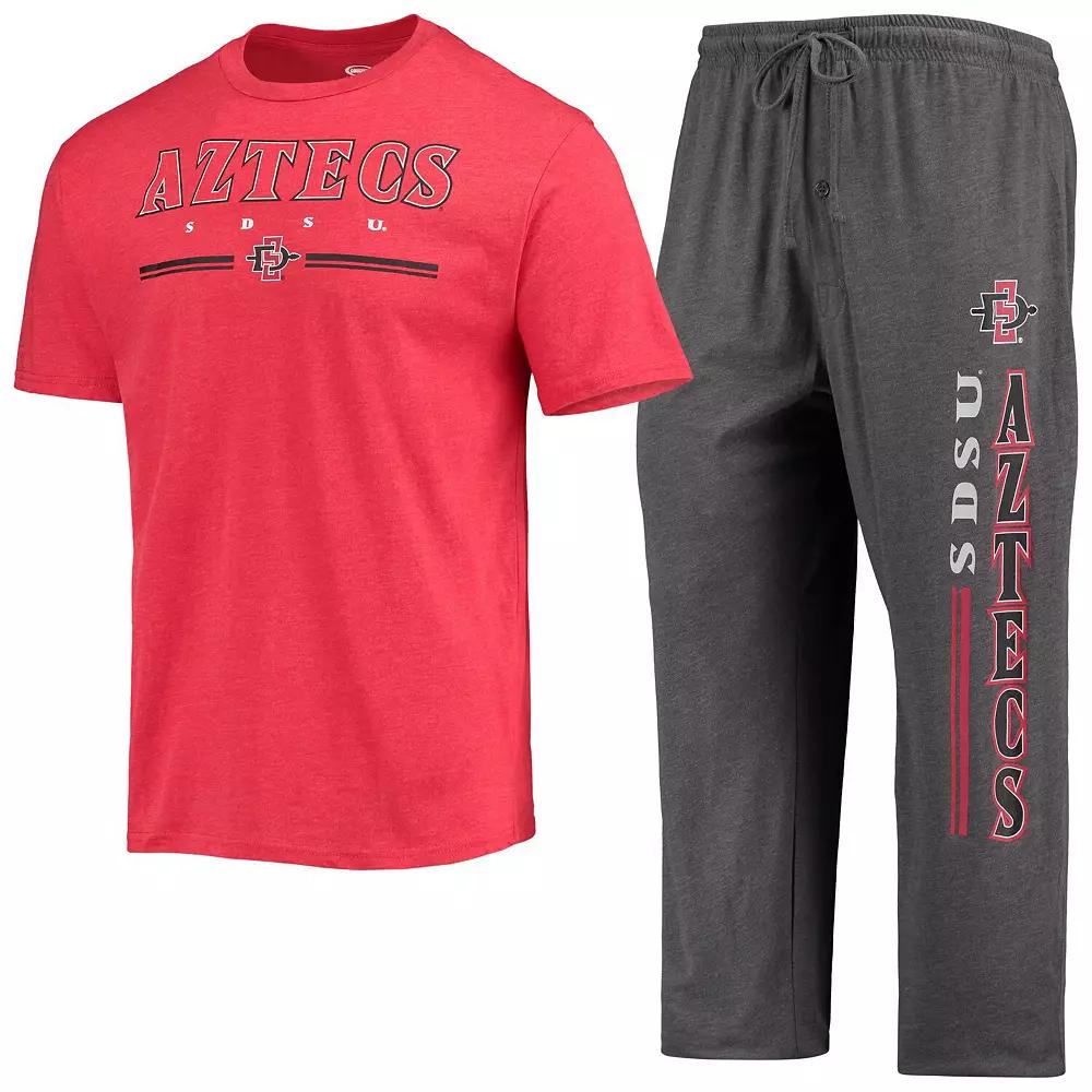 Men's Concepts Sport Heathered Charcoal/Cardinal San Diego State Aztecs Meter T-Shirt & Pants Sleep Set, Size: Medium, Sds Charco Product Image
