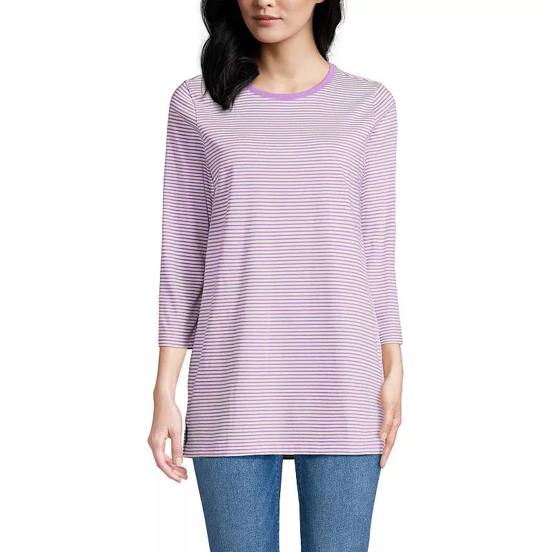 Petite Lands' End 3/4-Sleeve Supima Cotton Crewneck Tunic, Women's,  Product Image
