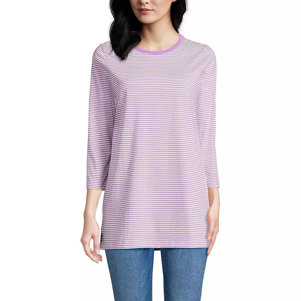 Petite Lands' End 3/4-Sleeve Supima Cotton Crewneck Tunic, Women's,  Product Image