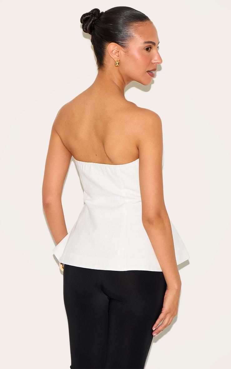  Petite White Bandeau Peplum Structured Long Top Product Image