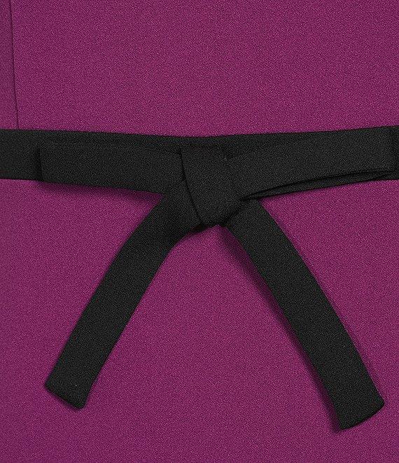 Adrianna Papell Square Neck Contrast Bow Trim A-Line Crepe Dress Product Image