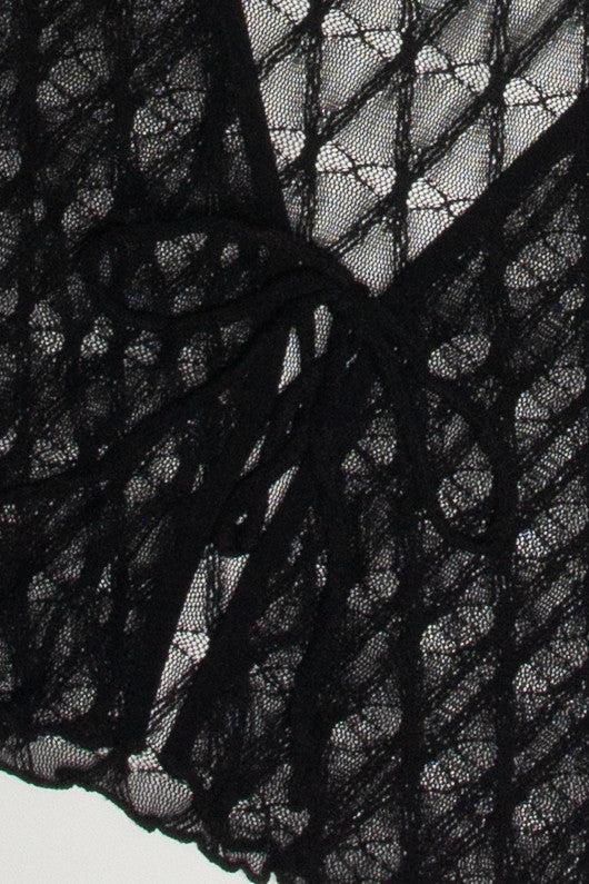 Black Diamond Mesh Lace Up Top Product Image