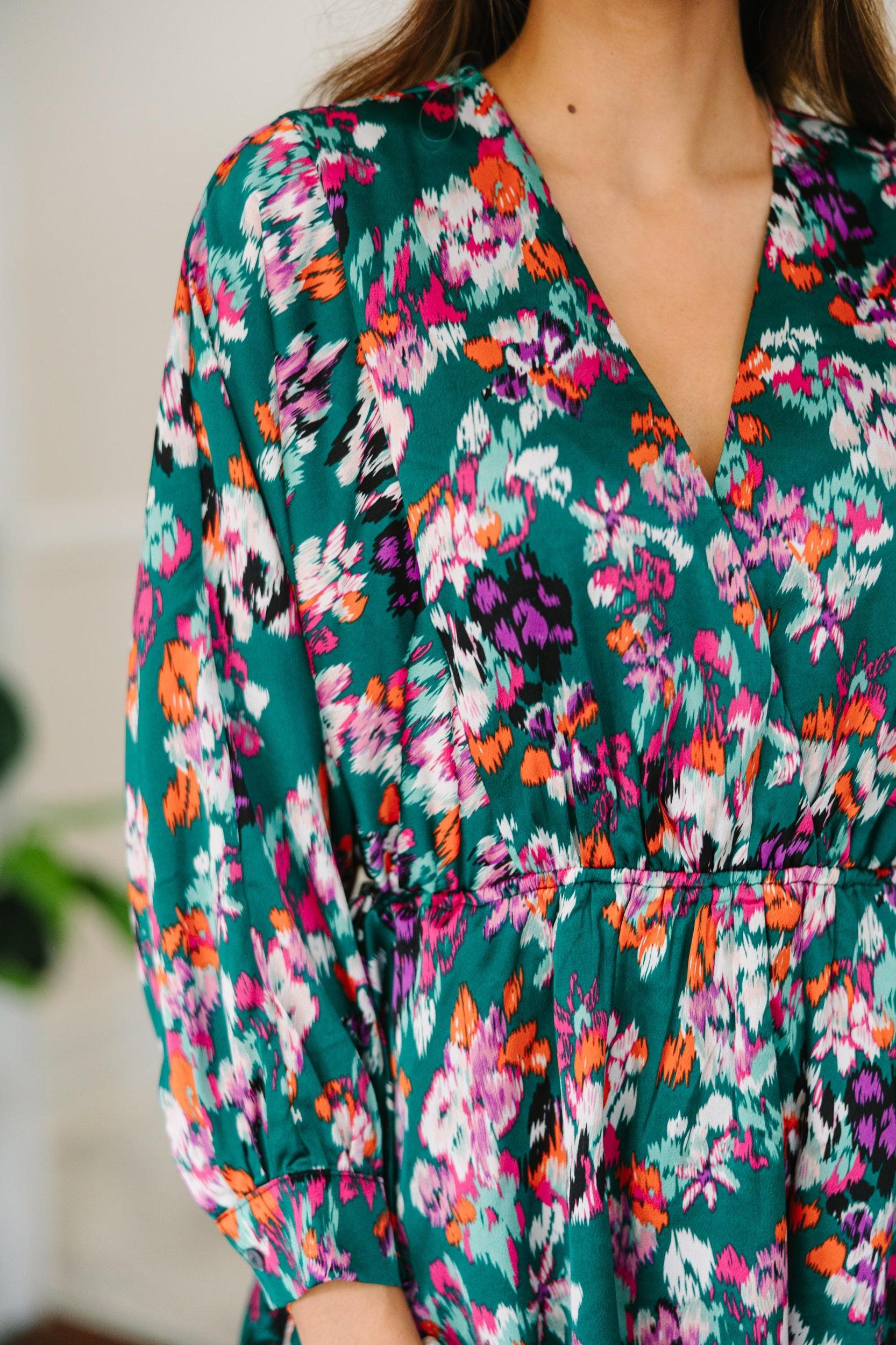 Mention You By Name Teal Green Abstract Dress Female Product Image