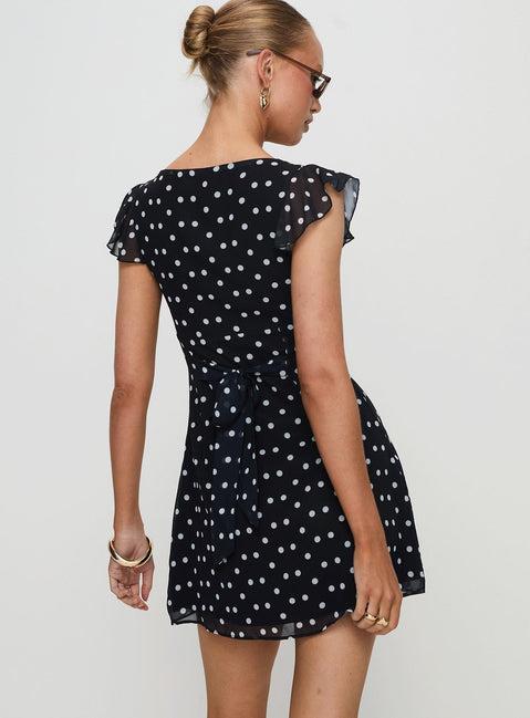 I Guess So Mini Dress Black Polka Dot Petite Product Image