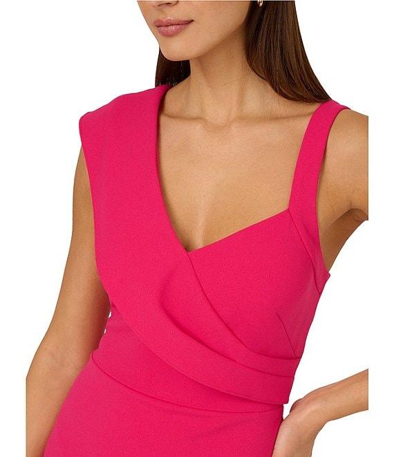 Adrianna by Adrianna Papell Crepe Asymmetrical Neck Sleeveless Tiered Skirt Sheath Mini Dress Product Image