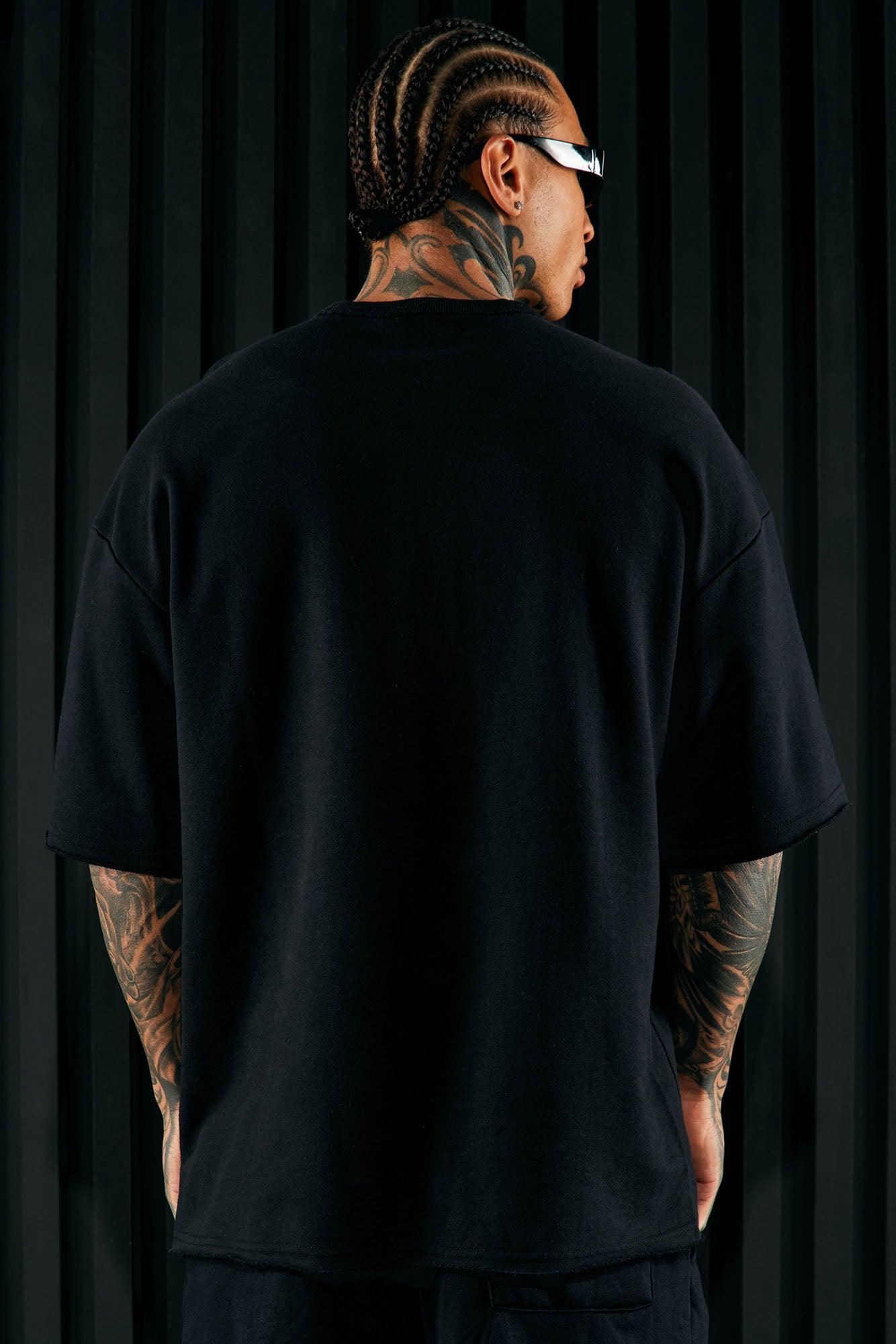 I Like How It Looks Oversized Terry Short Sleeve Tee - Black Product Image