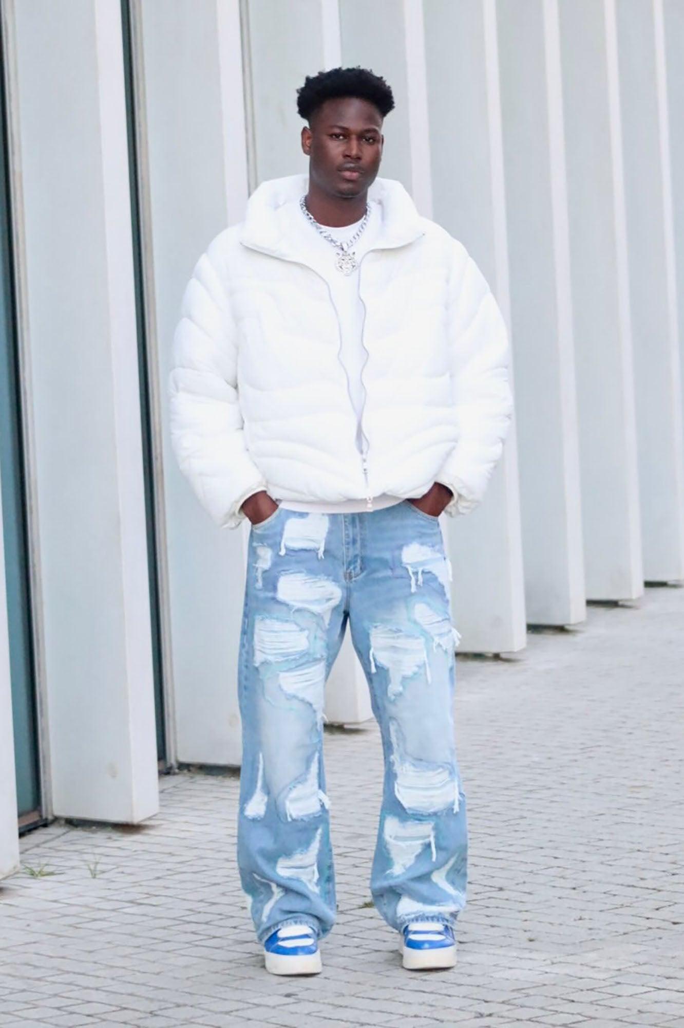 Worn All Over Distressed Baggy Jeans - Light Wash Product Image