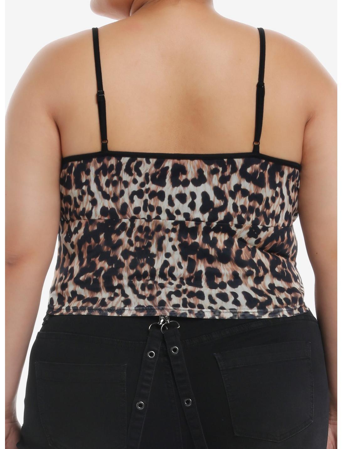 Leopard Print Mesh Bow Cami Plus Size Product Image