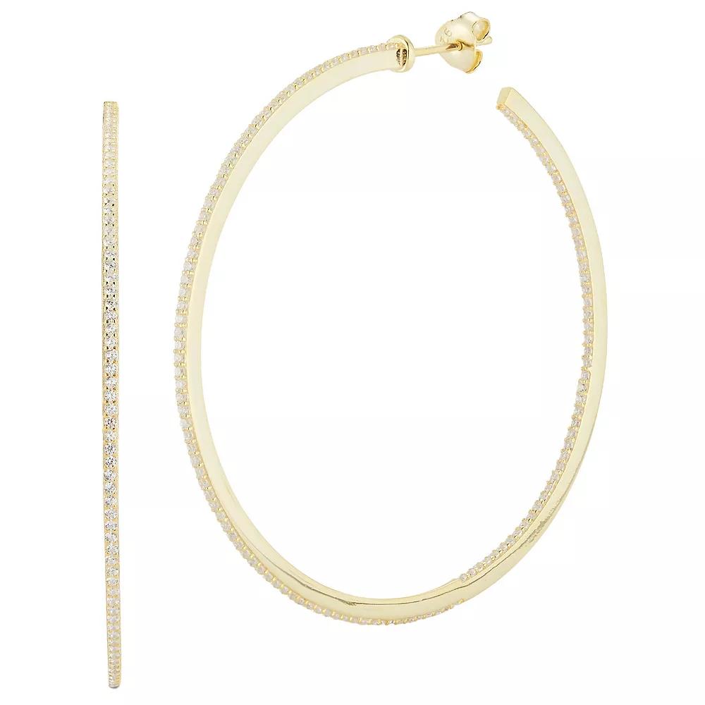 Sunkissed Sterling Cubic Zirconia Inside Out Extra Large Hoop Earrings, Women's, Gold Tone Product Image