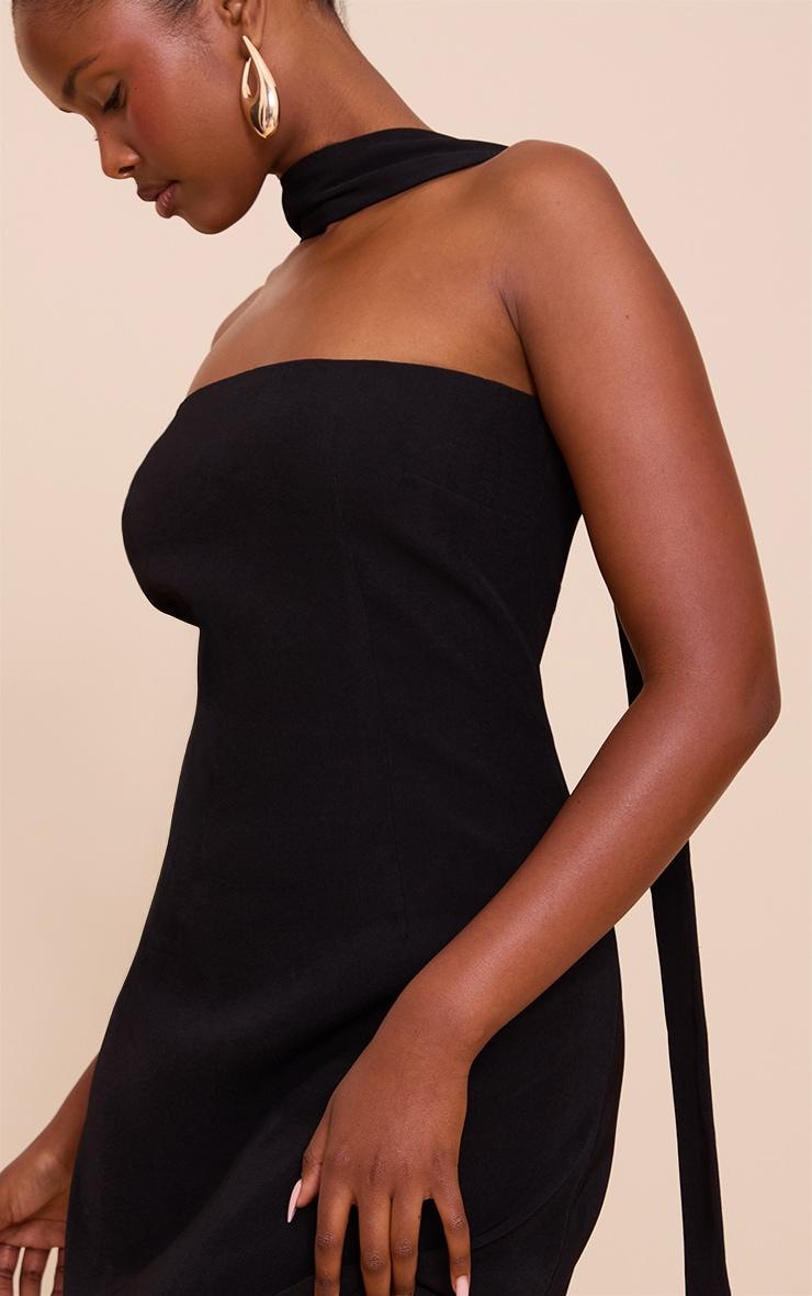 Black Woven Scarf Detail Bandeau Shift Dress Product Image