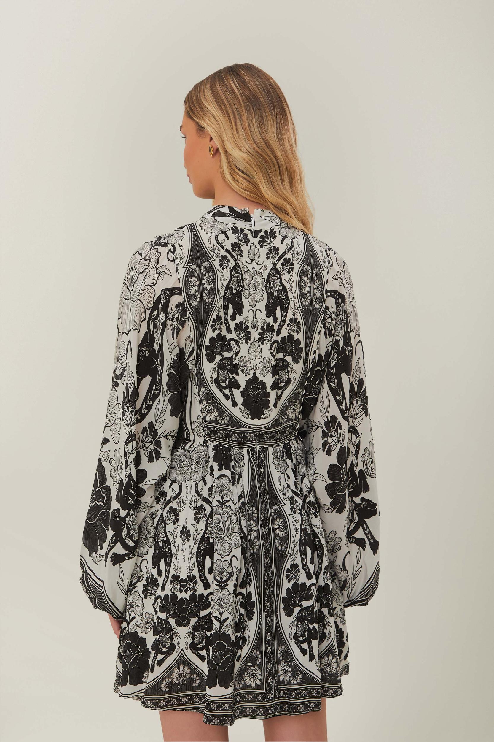 Off-White Flower Leopards Mini Dress Product Image