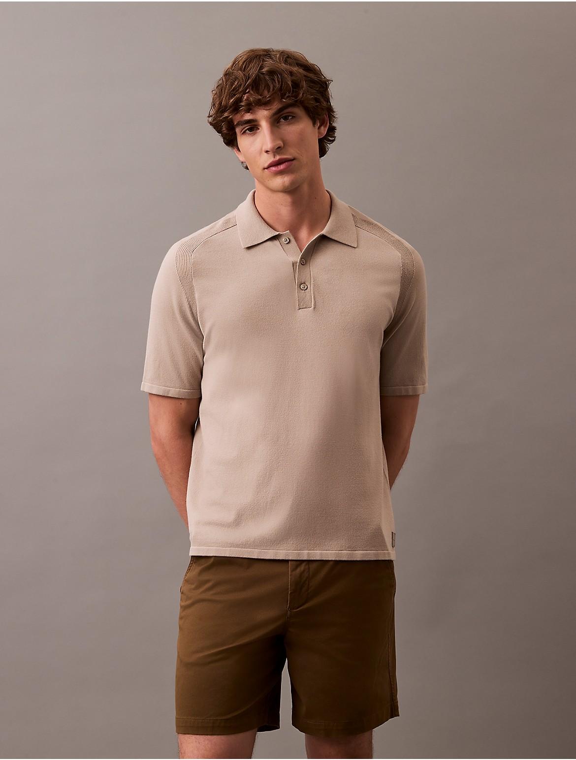 Calvin Klein Mens Tech Knit Sweater Polo Shirt - Brown Product Image