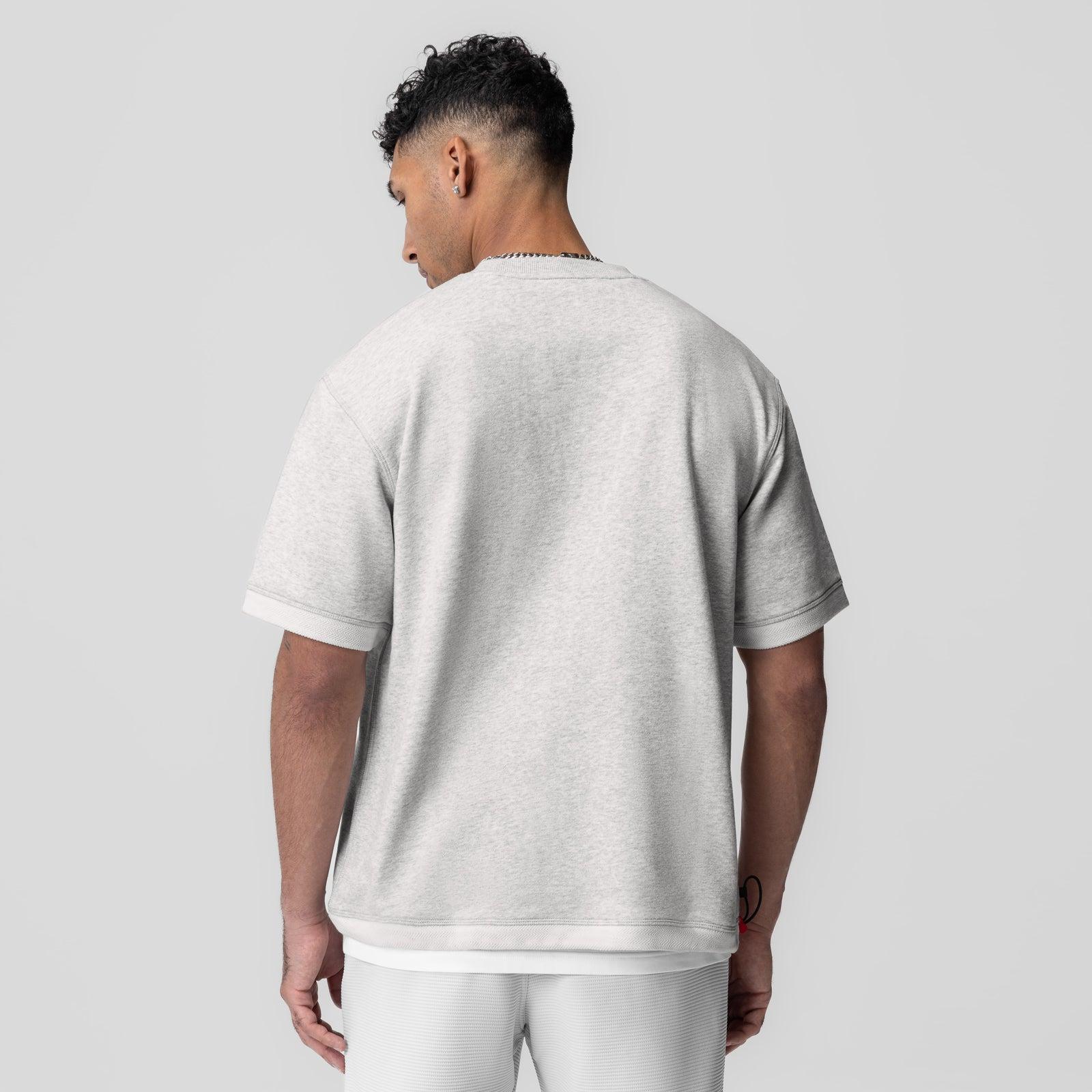 1026. Herringbone Terry Oversized Cinch Tee - Heather Grey Product Image