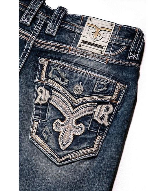 Rock Revival Braylon Straight Leg Oversized-Fleur-De-Lis-Embroidered-Pocket Jeans Product Image