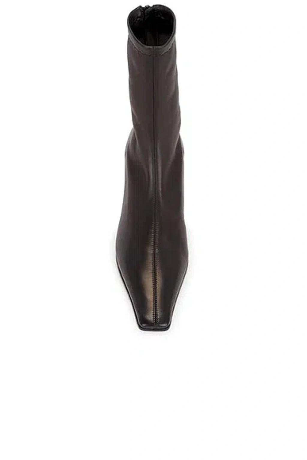 KHAITE Arizona 50 Leather Ankle Boots In Black Product Image