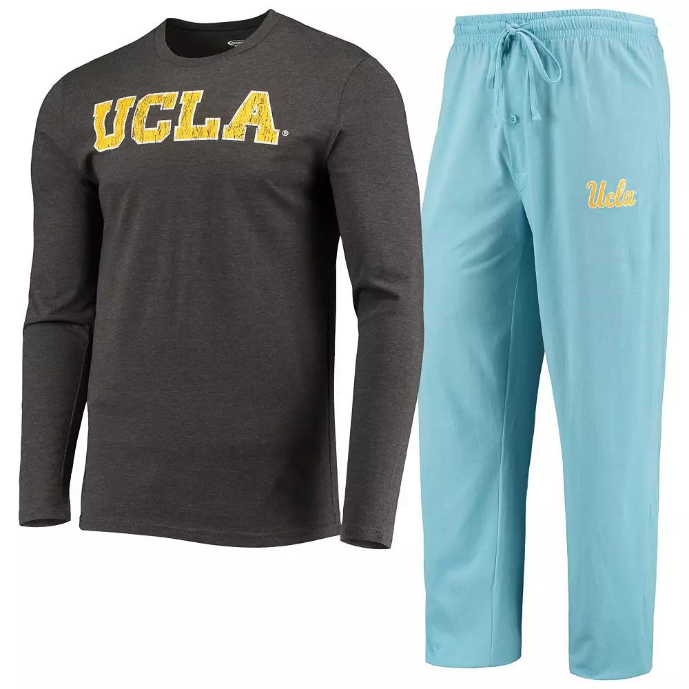 Men's Concepts Sport Light Blue/Heathered Charcoal UCLA Bruins Meter Long Sleeve T-Shirt & Pants Sleep Set,  Product Image