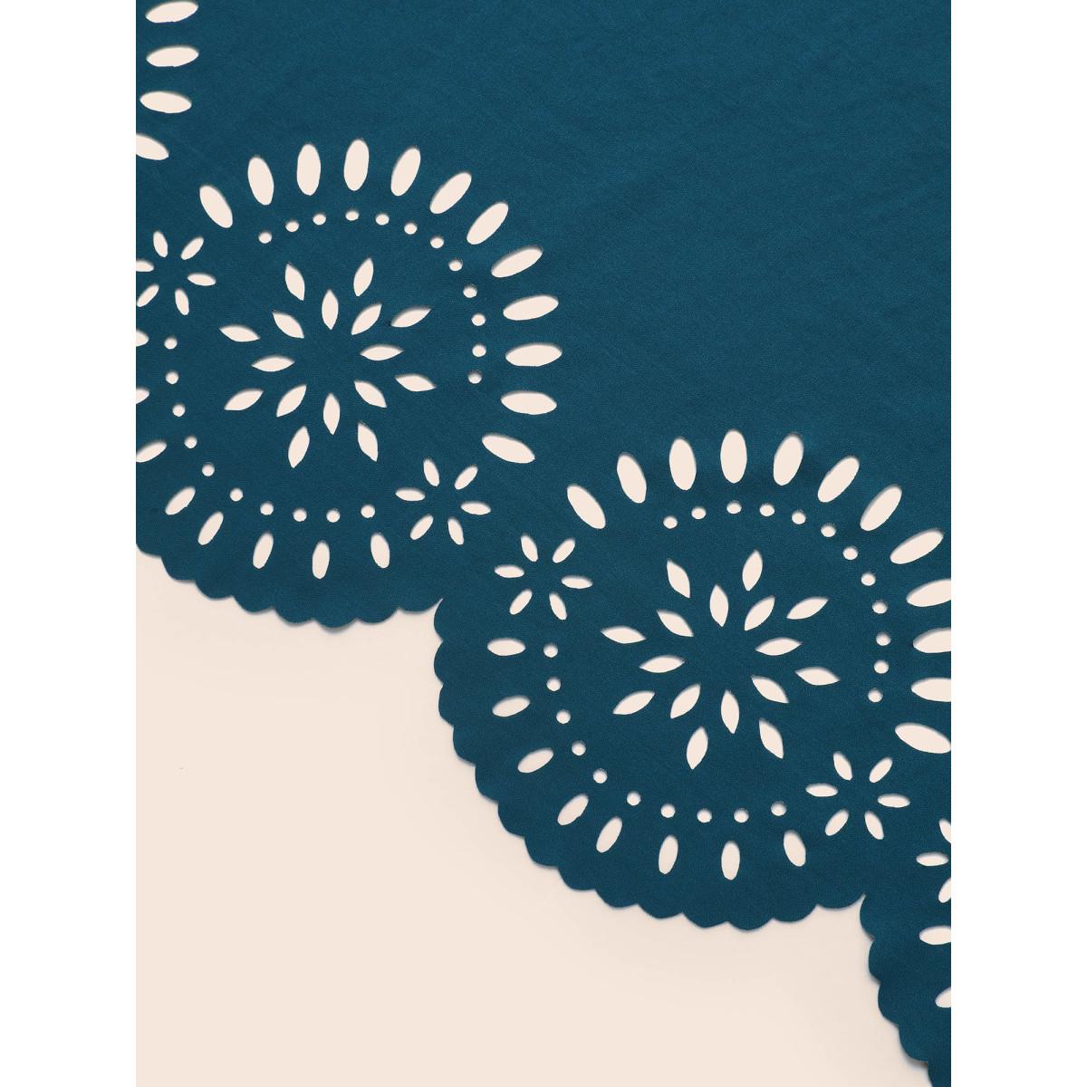 Plus Size Solid Crew Neck Laser Cut Tank Top Women Aegean Elegant Cut-Out Round Neck Everyday Tank Tops Camis BloomChic 14-16/1X Product Image