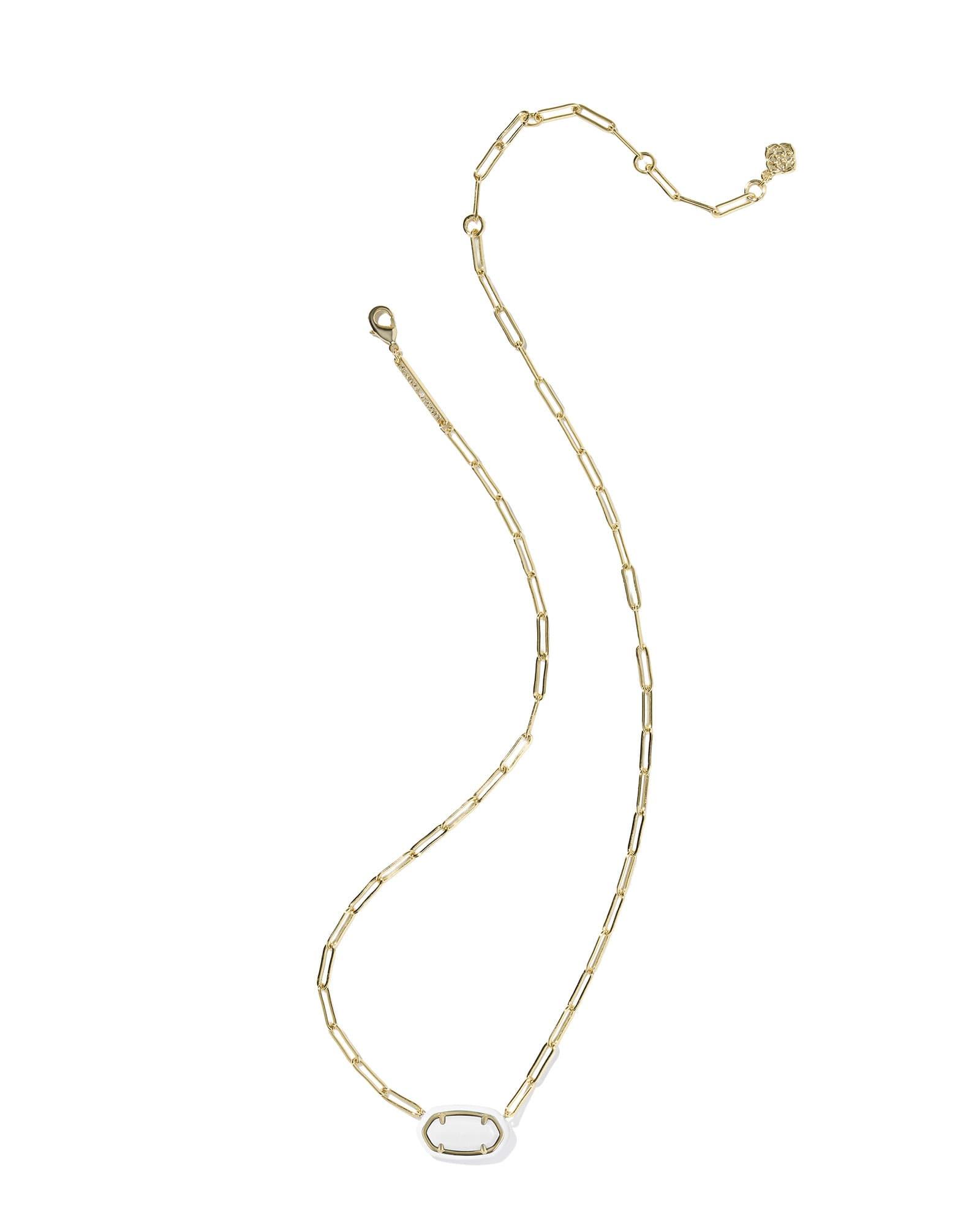 Elisa Enamel Frame Gold Paperclip Necklace Product Image