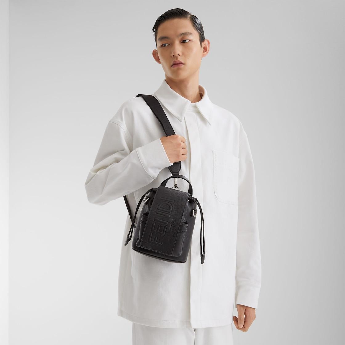 Fendi Roma Leather Fendi Strike MiniOne-shoulder backpack in black leather Product Image