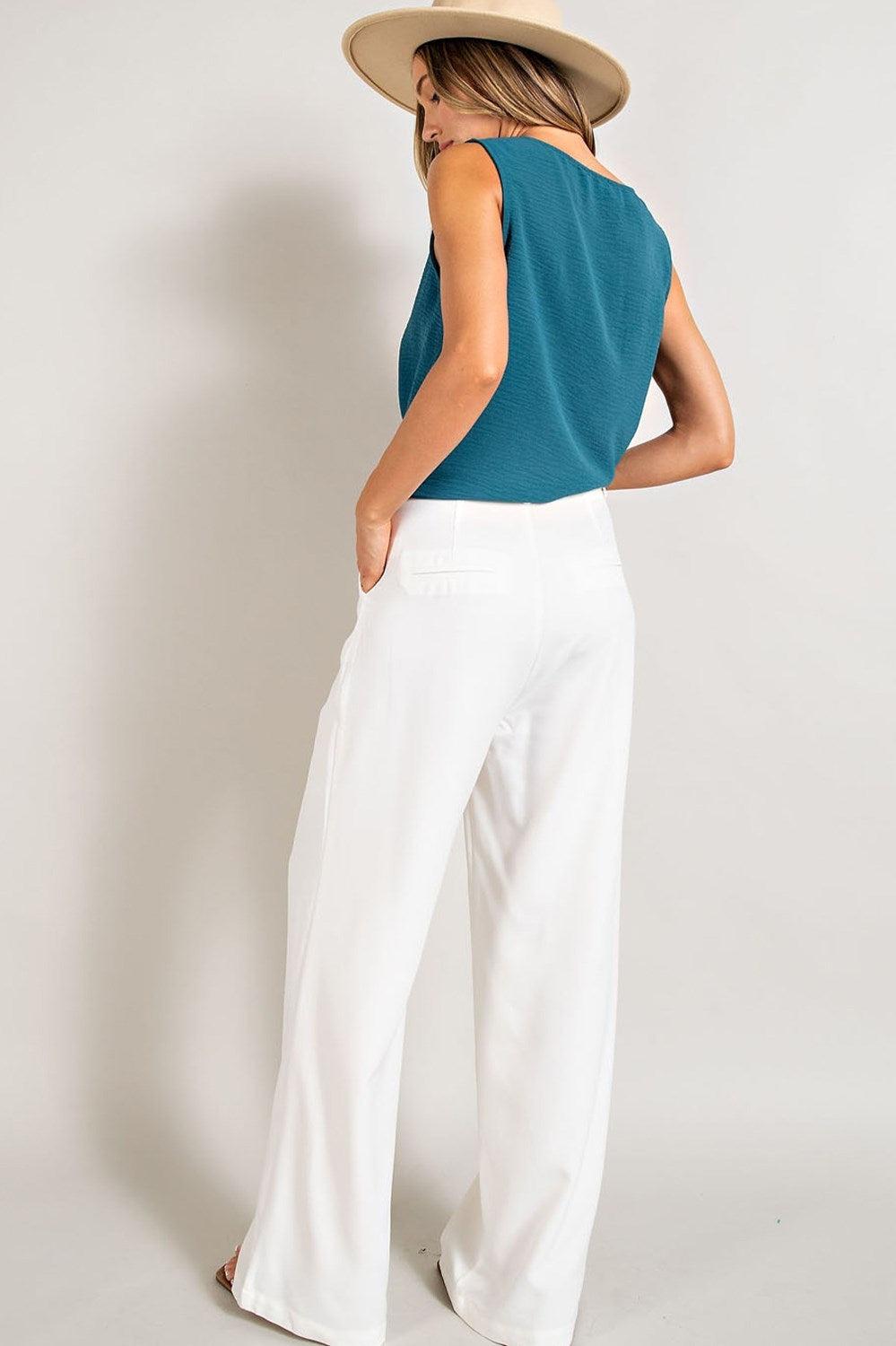 Clarissa Off White Straight Leg Pants (Small to 2X) Product Image