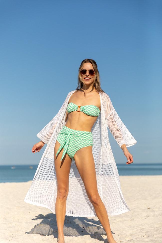 Golden Isle Green Textured Ring Bikini Top FINAL SALE Product Image