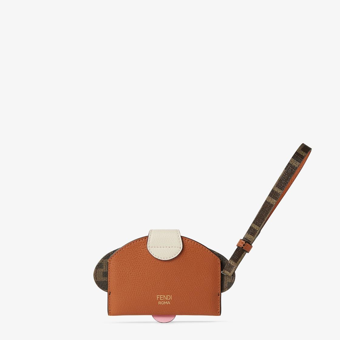 Fendi Best Friends Forever Card CaseBrown FF leather and fabric card holder Product Image