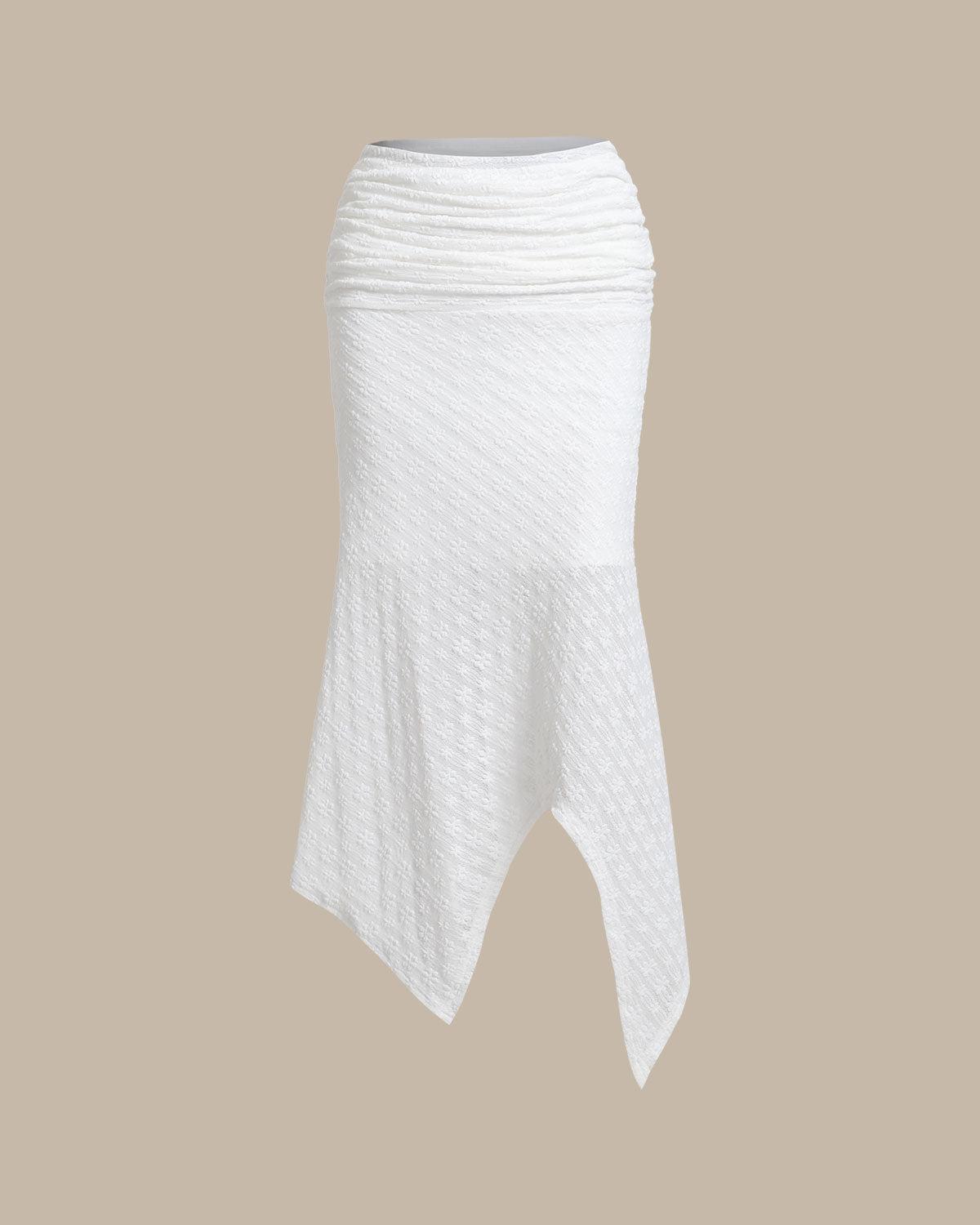 White Jacquard Mermaid Midi Skirt Product Image