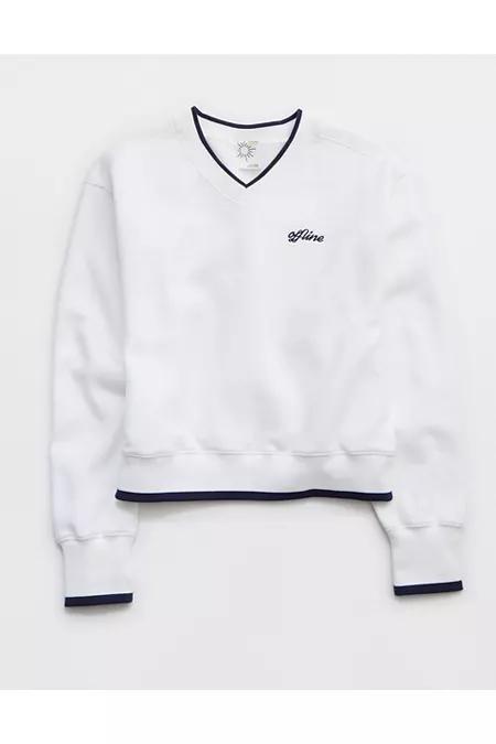 OFFLINE By Aerie Cloud Fleece V-Neck Crew Sweatshirt Women's Product Image
