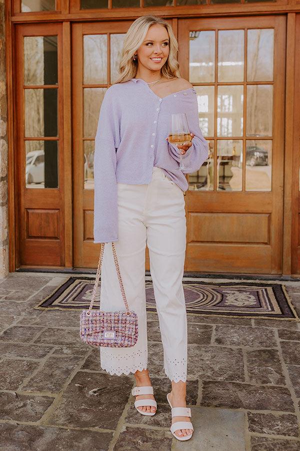 The Georgia High Waist Eyelet Pants in Ivory Product Image