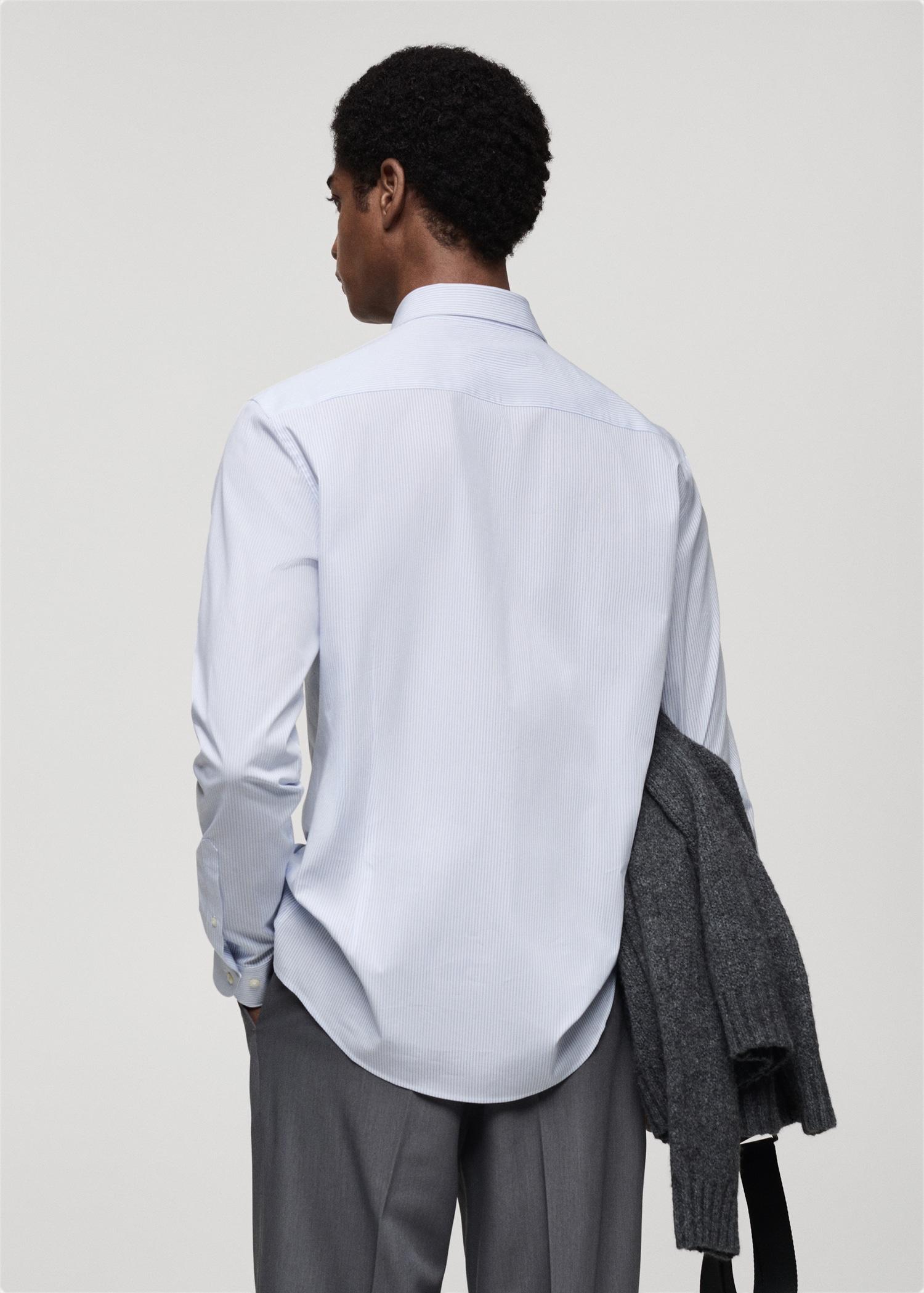 Slim fit striped cotton shirt - Men | MANGO USA Product Image